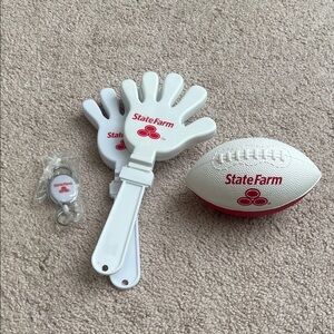State Farm Clappers (2), Football, & Retractable Card Holder
